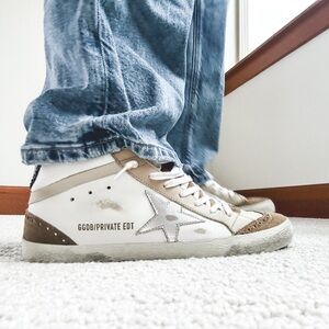 Nordstrom PE Golden Goose White and Tan Star Sneakers